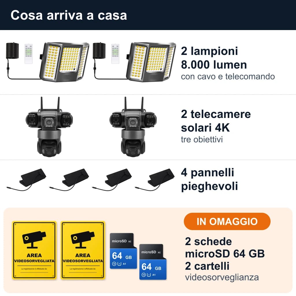 Vedetta 4 Solar Light & Camera Kit